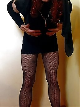 The stunning transgender woman appears to be in a state of arousal