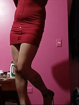 Horny slut in black tights